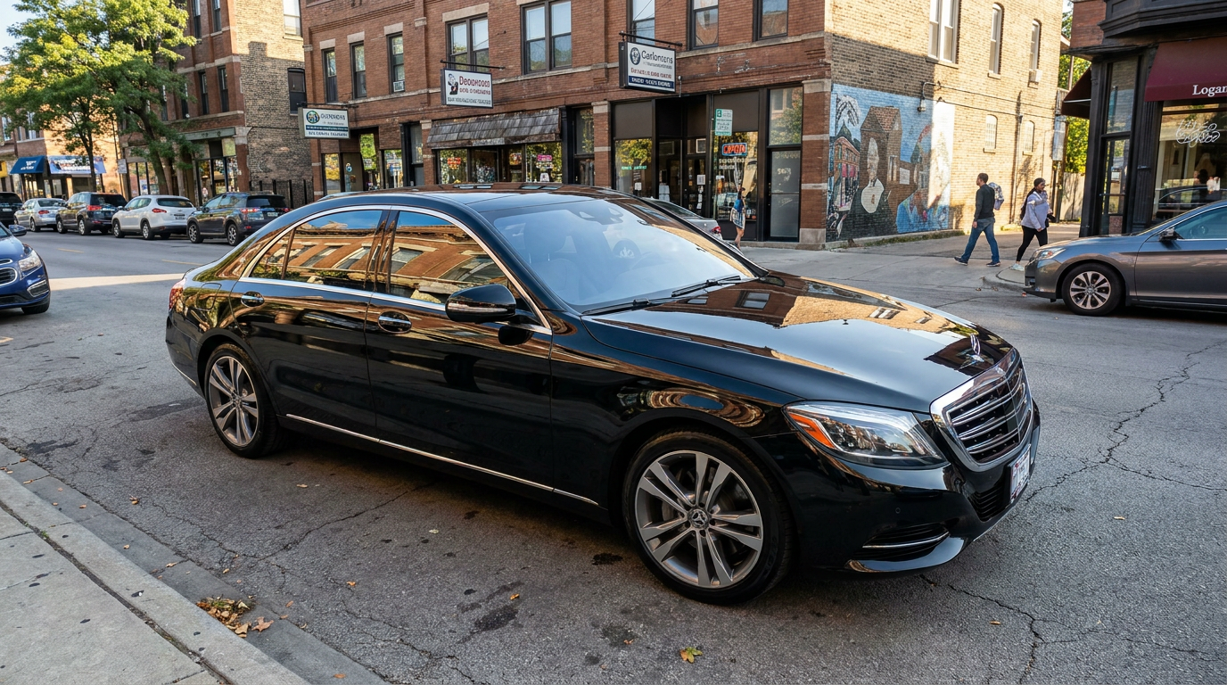 Professional auto detailer at work in Chicago