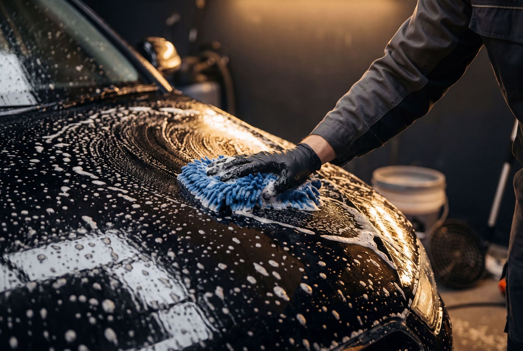 Professional hand car wash in progress at Great Gatsby Auto Spa Chicago